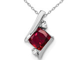 3/5 Carat (ctw) Lab-Created Ruby Solitaire Pendant Necklace in Yellow Plated Sterling Silver with Chain